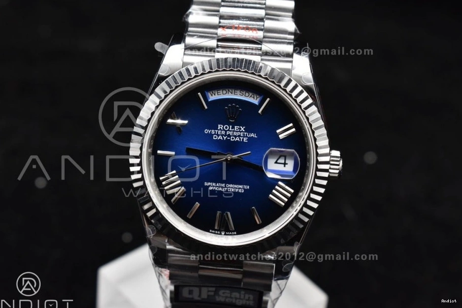 Dial QF on DayDate 40 (Gain President SS V4 Blue Edition Steel Bracelet A2836 Weight) Best 904L Black 0426